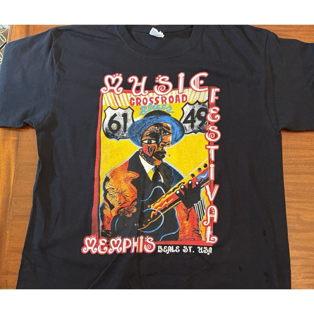 Memphis Music Festival T Shirt Large 2012 George Hunt Art Black